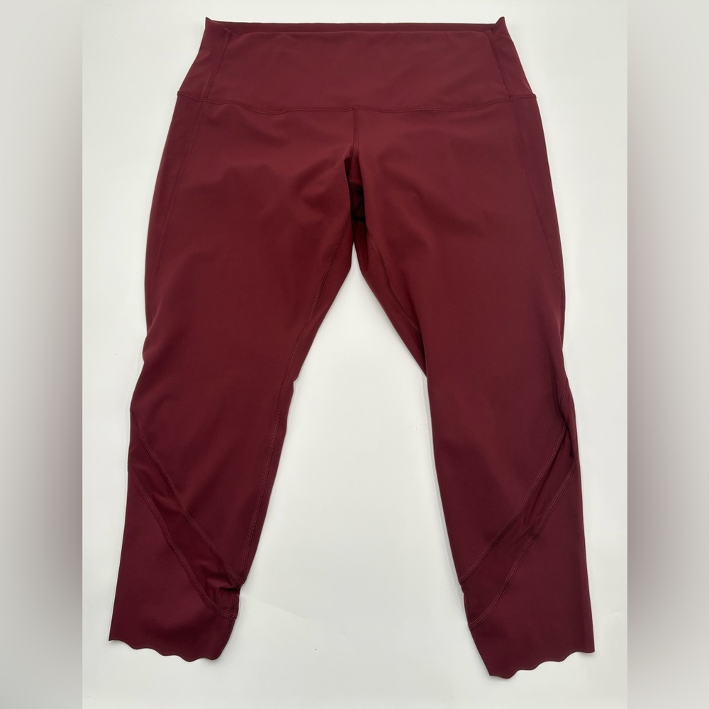 Lululemon Wunder Under Scallop Leggings Size 16 Red Merlot‎ 23” Crop - Picture 10 of 14